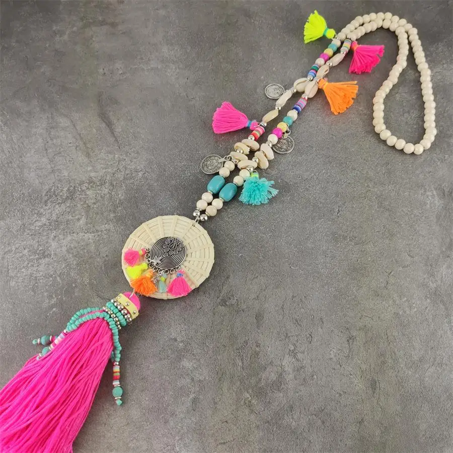 Boho Vintage Wood Beaded Tassels Bamboo Necklace Handmade Women's Jewelry Shell Rope Pendant for Summer Beach
Boho Vintage Wood Beaded Tassels Bamboo Necklace Handmade Women's Jewelry Shell Rope Pendant for Summer Beach