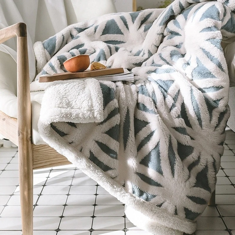 

Blanket Lazy Quilt thick warm coral fleece blanket winter flannel sheets sofa nap blanket bedding comforter patchwork