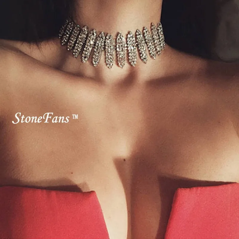 StoneFans Trendy Rhinestone Choker Necklace Gold Silver Women Fashion Collar Chunky Crystal Chokers Maxi Statement Jewelry
StoneFans Trendy Rhinestone Choker Necklace Gold Silver Women Fashion Collar Chunky Crystal Chokers Maxi Statement Jewelry