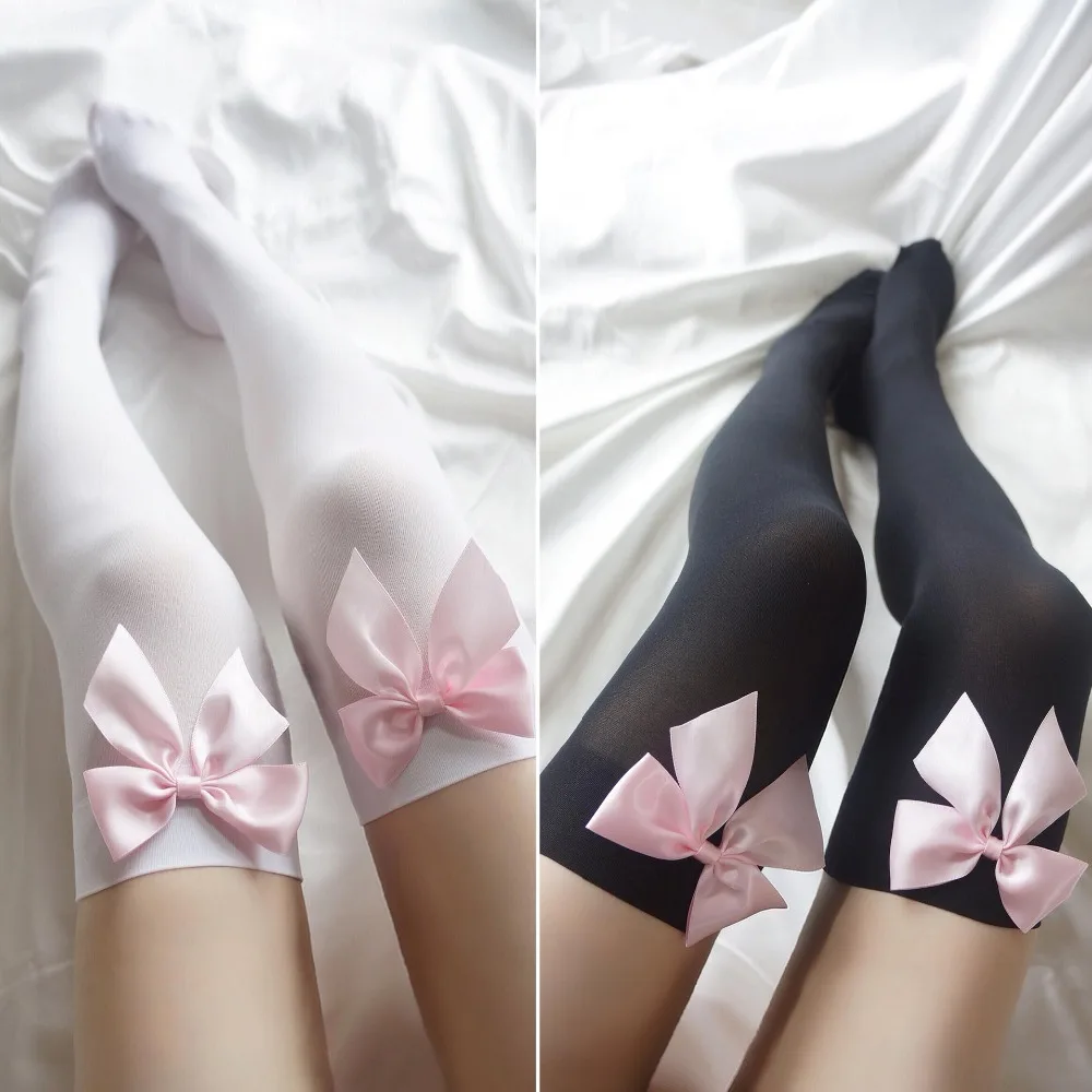 Cute Women's Lolita Pink Bow Black & White Over-knee Stockings Velvet Women Girls Stockings
Cute Women's Lolita Pink Bow Black & White Over-knee Stockings Velvet Women Girls Stockings