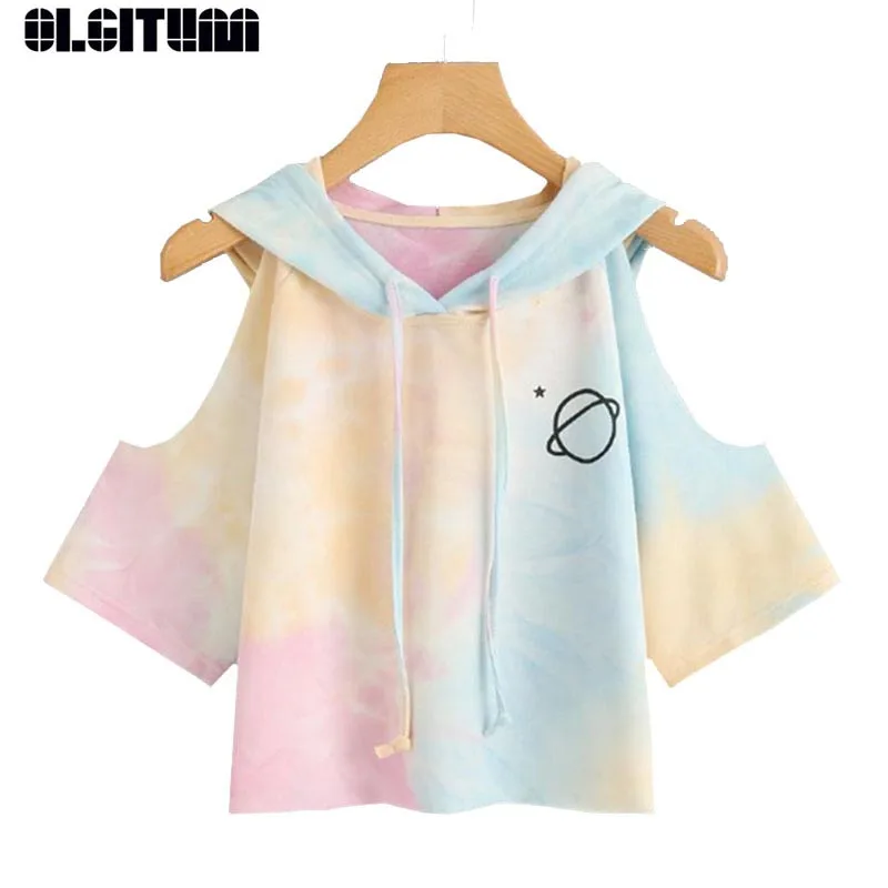 New 2019 Women Top Drawsting Casual Crop T ShirtOpen Shoulder Water Color Hooded Tee Shirt Multicolor 3/4 Sleeve Tie Dye TT478
New 2019 Women Top Drawsting Casual Crop T ShirtOpen Shoulder Water Color Hooded Tee Shirt Multicolor 3/4 Sleeve Tie Dye TT478