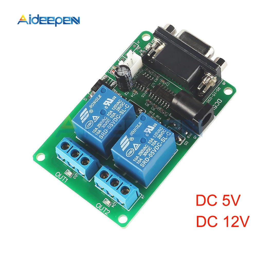 DC 5V 12V 2 Channel RS232 Serial Port Control Relay Switch Board SCM Interface PC Relays DB9 Module
DC 5V 12V 2 Channel RS232 Serial Port Control Relay Switch Board SCM Interface PC Relays DB9 Module