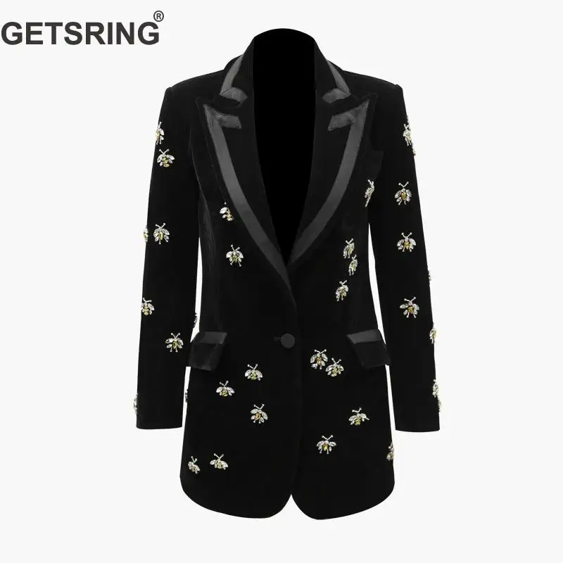 GETSRING Women Blazer Diamond Drill Velvet Womens Blazers Long Sleeve Ladies Blazer Jacket Single Button Women Jacket Black Coat
GETSRING Women Blazer Diamond Drill Velvet Womens Blazers Long Sleeve Ladies Blazer Jacket Single Button Women Jacket Black Coat