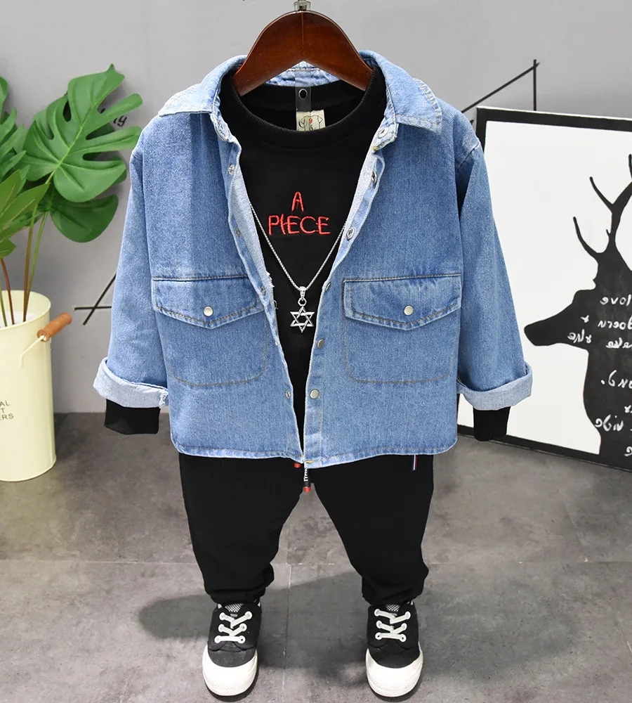 Kids Baby Boy Clothes Sets Casual Letter Spring Autumn Outwear Sets Long Sleeves Tracksuit Cartoon Denim shirt +T-shirt + pants
Kids Baby Boy Clothes Sets Casual Letter Spring Autumn Outwear Sets Long Sleeves Tracksuit Cartoon Denim shirt +T-shirt + pants