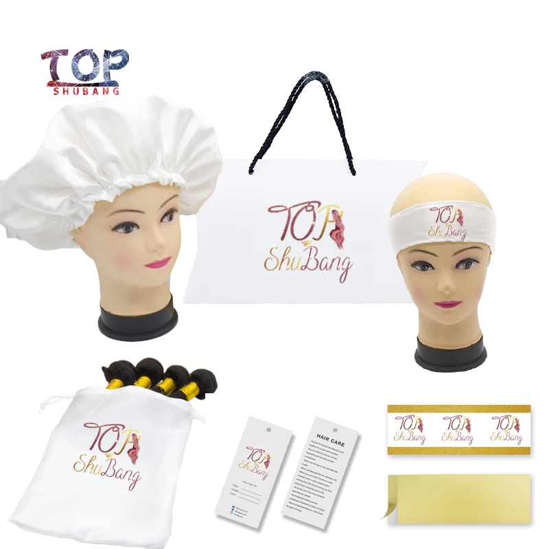 Customized Hair Care Set Human Virgin hair extensions bundles silk wrapping head band Bonnets/bags/Tags/ Sticker
Customized Hair Care Set Human Virgin hair extensions bundles silk wrapping head band Bonnets/bags/Tags/ Sticker