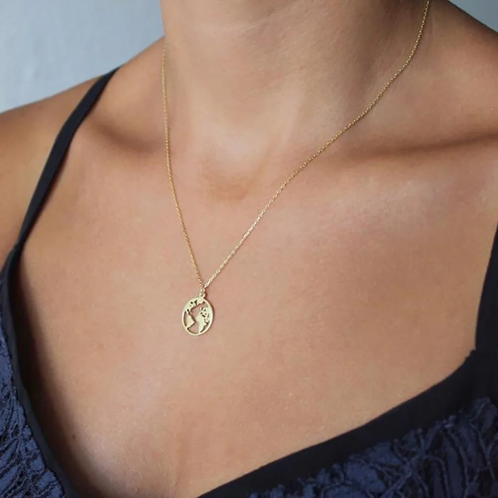 Fashion World Map Round Pendant Long Chain Necklace Women Creative Clavicle Choker Statement Necklace
Fashion World Map Round Pendant Long Chain Necklace Women Creative Clavicle Choker Statement Necklace