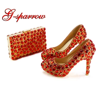 Red Rhinestone Wedding Shoes with Matching Purse Gorgeous Woman Ladies High Heels Beautiful Mother of Bride Party Shoes Clutch
Red Rhinestone Wedding Shoes with Matching Purse Gorgeous Woman Ladies High Heels Beautiful Mother of Bride Party Shoes Clutch