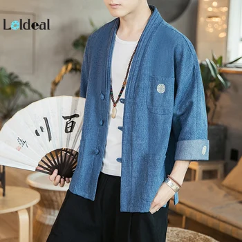 LOLDEAL Chinese Style Men's Cardigan Button Buckle Denim Jacket Seven-point Sleeve Solid Color Men's Casual Jacket
LOLDEAL Chinese Style Men's Cardigan Button Buckle Denim Jacket Seven-point Sleeve Solid Color Men's Casual Jacket
