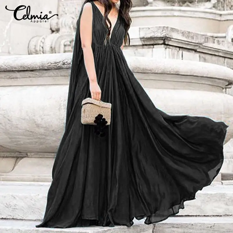 Celmia Bohemian Summer Maxi Long Dress Women Sexy V-neck Sleeveless Ruffle Swing Dress Casual Loose Party Vestidos Plus Size 5XL
Celmia Bohemian Summer Maxi Long Dress Women Sexy V-neck Sleeveless Ruffle Swing Dress Casual Loose Party Vestidos Plus Size 5XL