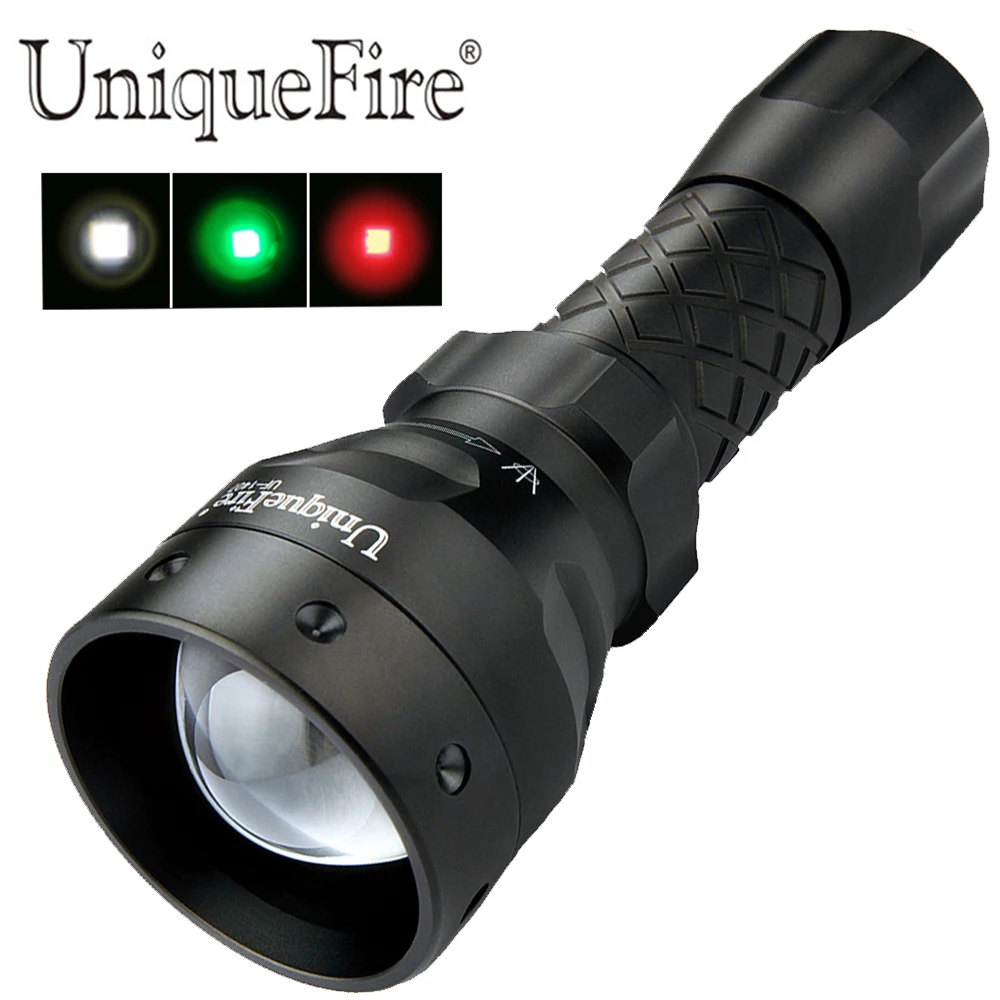 UniqueFire 1407 портативный светодиодный фонарь 3 Вт 250LM XPE (зеленый/красный/белый) свет