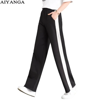 Wide Leg Pants For Women 2018 Elastic High Waist Striped Flat Trousers Female Loose Chic Long Pant AIYANGA 
Wide Leg Pants For Women 2018 Elastic High Waist Striped Flat Trousers Female Loose Chic Long Pant AIYANGA
