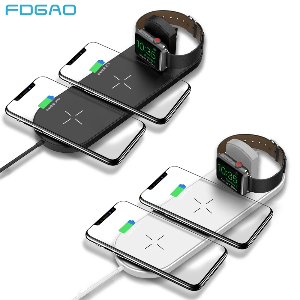 

FDGAO 10W Qi Wireless Charger Dock For iPhone XS MAX XR X 8 Plus Apple Watch 3 2 Fast Charging Pad for Samsung S9 S8 Note 9 8 S7
