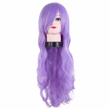 

Purple Wig Fei-Show Synthetic Heat Resistant Fiber Lilac Color Carnival Peruca Cos-play Long Curly Hair Female Salon Hairpiece