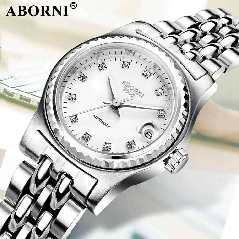 ABORNI Luxury Diamand Women Watches Mechanical Stainless Steel Gold Bracelet Ladies Wrist Watch Dress Clock relogio feminino
ABORNI Luxury Diamand Women Watches Mechanical Stainless Steel Gold Bracelet Ladies Wrist Watch Dress Clock relogio feminino