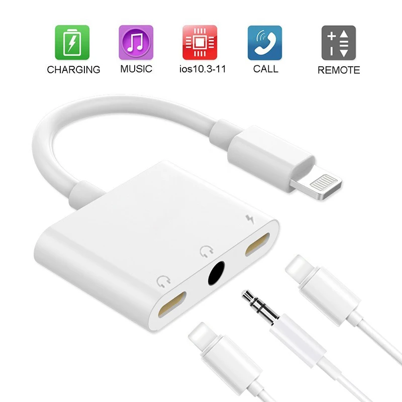 3 in1 Charging and Audio Adapter For iPhone 7 8 Plus X iPAD iOS 9.2 10 11 12 Earphones Cable Support Music/Charge/Call For Lig
3 in1 Charging and Audio Adapter For iPhone 7 8 Plus X iPAD iOS 9.2 10 11 12 Earphones Cable Support Music/Charge/Call For Lig