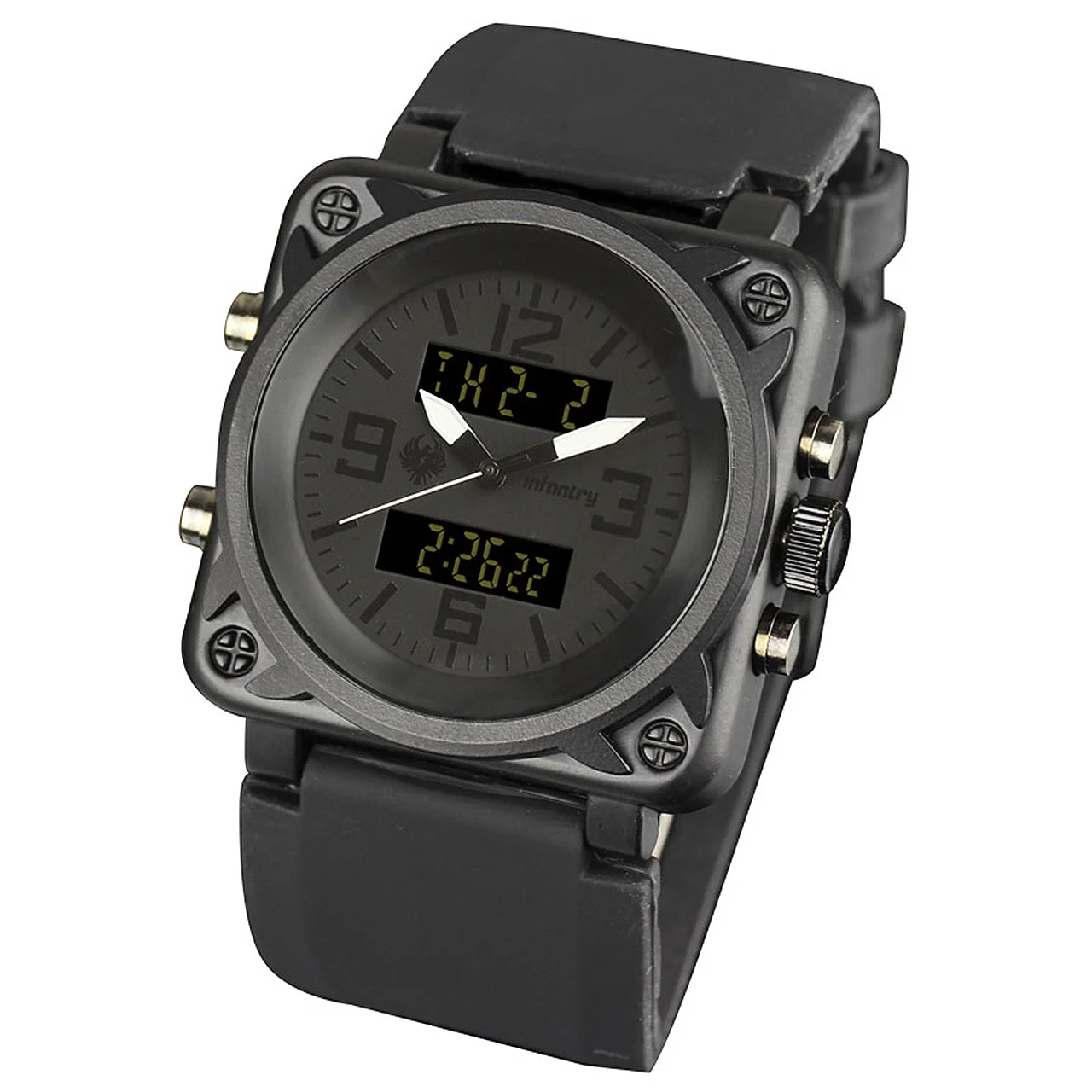 INFANTRY Men's Sports Digital Quartz Watch w/ Chronograph & Square Dial