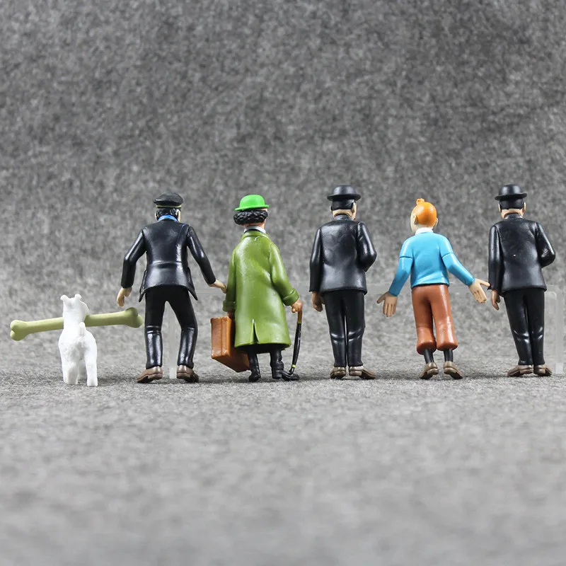 The Adventures Of Tintin 6 PCS Action Figure Snowy Captain Haddock Thompson Toys