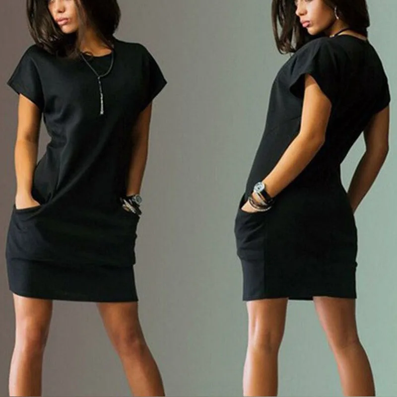 Women Sexy Dresses Fashion Leisure Dress Slim Solid Color Pocket Simple Women's Clothing Summer Lady Black 2019 Short Dress 293
Women Sexy Dresses Fashion Leisure Dress Slim Solid Color Pocket Simple Women's Clothing Summer Lady Black 2019 Short Dress 293