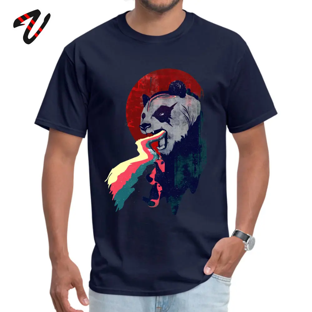 Classic Tops & Tees Plain Short Sleeve Men's T Shirt TpicOriginaltitle Fashionable Labor Day T Shirt O Neck Wholesale Angry Rainbow Panda -20358 navy