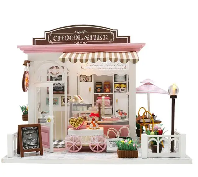 

New Furniture Doll House Wooden Miniature DIY DollHouse Furniture Kit Assemble Christmas Toys Doll Home For children Gift c007