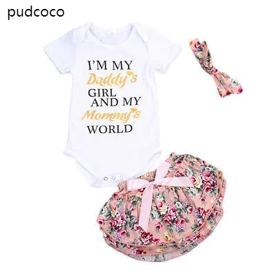 3pcs Cute set Newborn Baby Girls Short Sleeve Letter Print Rompers Tops+Floral Shorts Headband Outfits Set Clothes Daddy Mommy
3pcs Cute set Newborn Baby Girls Short Sleeve Letter Print Rompers Tops+Floral Shorts Headband Outfits Set Clothes Daddy Mommy