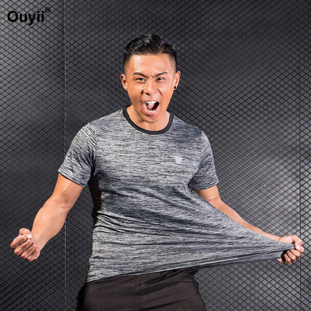 Quick Dry Running Shirts Men Gym T-Shirt Sports Compression Tops Casual Short Sleeve Tees Basketball Soccer Sportswear | Спорт и