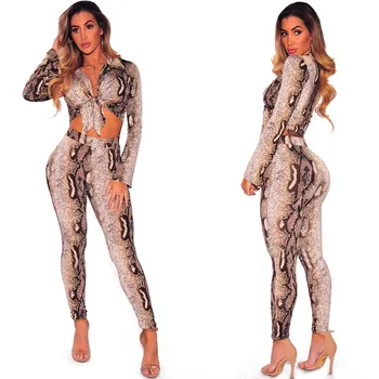 Women Sets Long Sleeve Bodycon Slim Hoodies Two Piece tops and pants jumpsuit Women sexy python pattern lapel long sleeve suits
Women Sets Long Sleeve Bodycon Slim Hoodies Two Piece tops and pants jumpsuit Women sexy python pattern lapel long sleeve suits