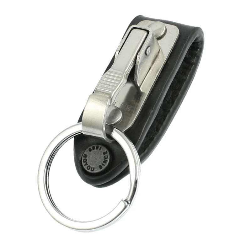 Stainless Steel Keyring Design Faux Leather Belt Loop Key Chain | Обустройство дома