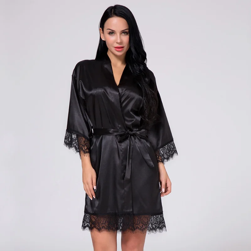 Sexy Bridesmaid Short Satin Bride Robe Lace Kimono Women Wedding Sleepwear Summer Female Bathrobe Lingerie Clothes Home Femme
Sexy Bridesmaid Short Satin Bride Robe Lace Kimono Women Wedding Sleepwear Summer Female Bathrobe Lingerie Clothes Home Femme
