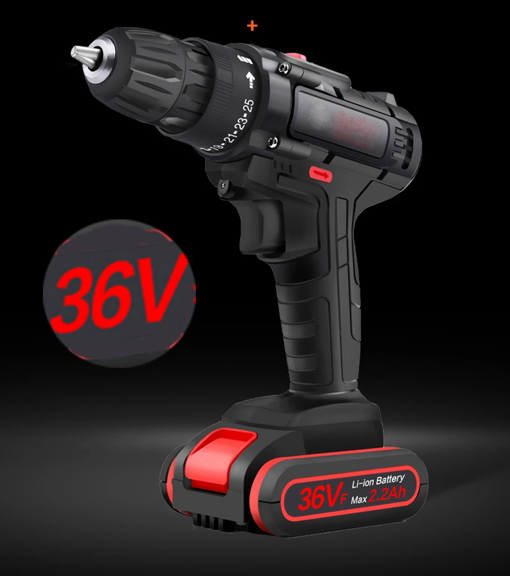 36V 50Nm 25-speed Torque Double Speed Brushless Cordless Electric Drill Screwdriver Hammer LED lighting
36V 50Nm 25-speed Torque Double Speed Brushless Cordless Electric Drill Screwdriver Hammer LED lighting