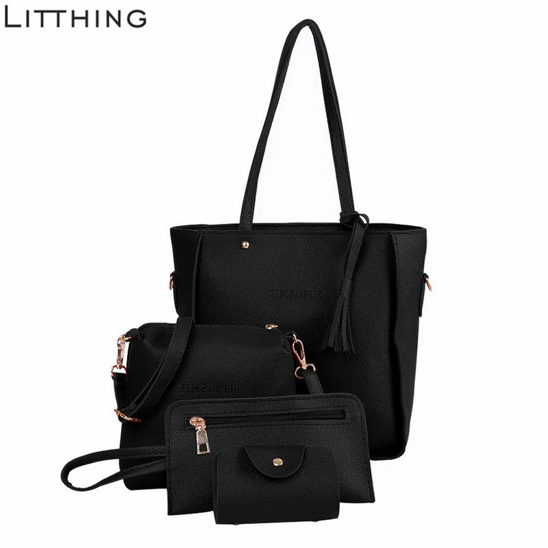 Litthing Female Large Capacity 4Pcs/Set Handbags Tassel Pattern Leather Shoulder Bag Crossbody Bag Handbag Wallet bolsas feminin
Litthing Female Large Capacity 4Pcs/Set Handbags Tassel Pattern Leather Shoulder Bag Crossbody Bag Handbag Wallet bolsas feminin