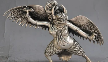 10" Chinese Tibetan Buddhism silver Winged Garuda Bird God Tantra Buddha Statue
10" Chinese Tibetan Buddhism silver Winged Garuda Bird God Tantra Buddha Statue