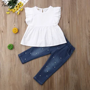 Toddler Kids Baby Girls Clothes Set Cotton Ruffle Blouse Shirt Tops Denim Long Pants Beading Jeans Outfits 2-7y
Toddler Kids Baby Girls Clothes Set Cotton Ruffle Blouse Shirt Tops Denim Long Pants Beading Jeans Outfits 2-7y
