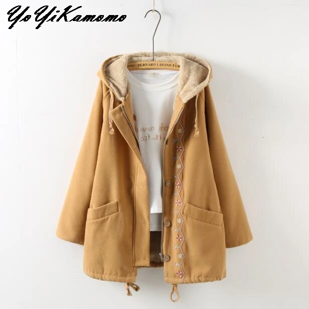 YoYiKamomo Winter Thick Parkas Women 2017 New Japanese Mori Girl Hooded Embroidery Loose Brief Loose Women Coat
YoYiKamomo Winter Thick Parkas Women 2017 New Japanese Mori Girl Hooded Embroidery Loose Brief Loose Women Coat