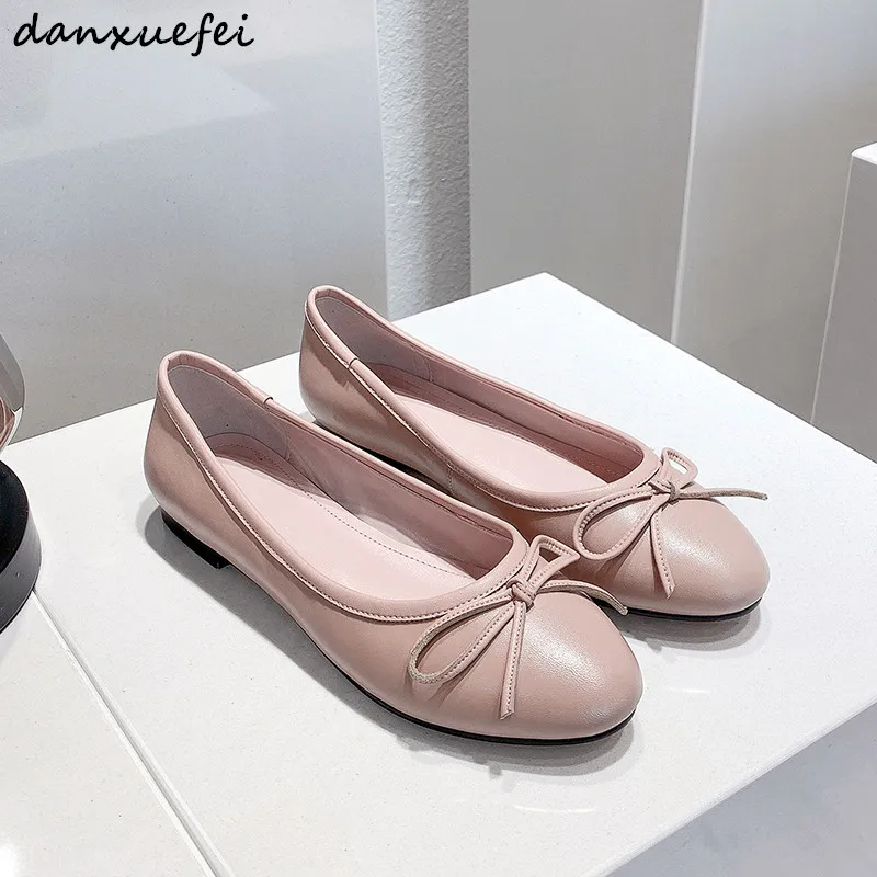 

3 Color women's genuine leather slip-on ballerinas brand designer soft comfortable leisure espadrilles bowtie moccasins shoes