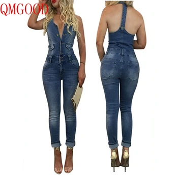 QMGOOD Sexy Women Jeans Overalls Backless Female Denim Jumpsuits Retro Club Skinny Rompers Women Sexy Denim Overalls Trousers 
QMGOOD Sexy Women Jeans Overalls Backless Female Denim Jumpsuits Retro Club Skinny Rompers Women Sexy Denim Overalls Trousers