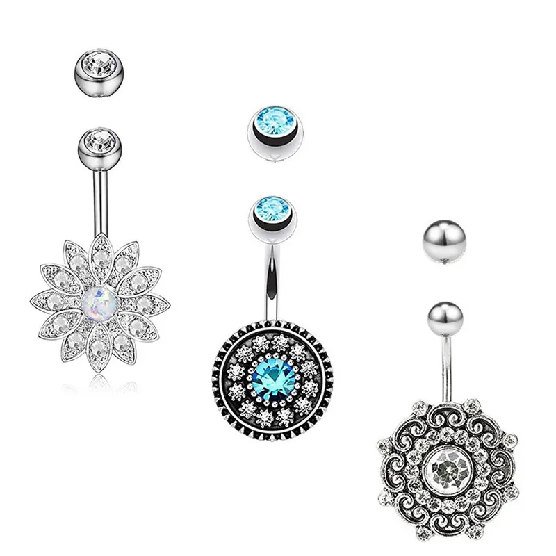 6pcs/set Body Piercing Jewelry Crystal Flower Navel Belly Button Ring Chic Stainless Steel Navel Ring Dropshipping
6pcs/set Body Piercing Jewelry Crystal Flower Navel Belly Button Ring Chic Stainless Steel Navel Ring Dropshipping