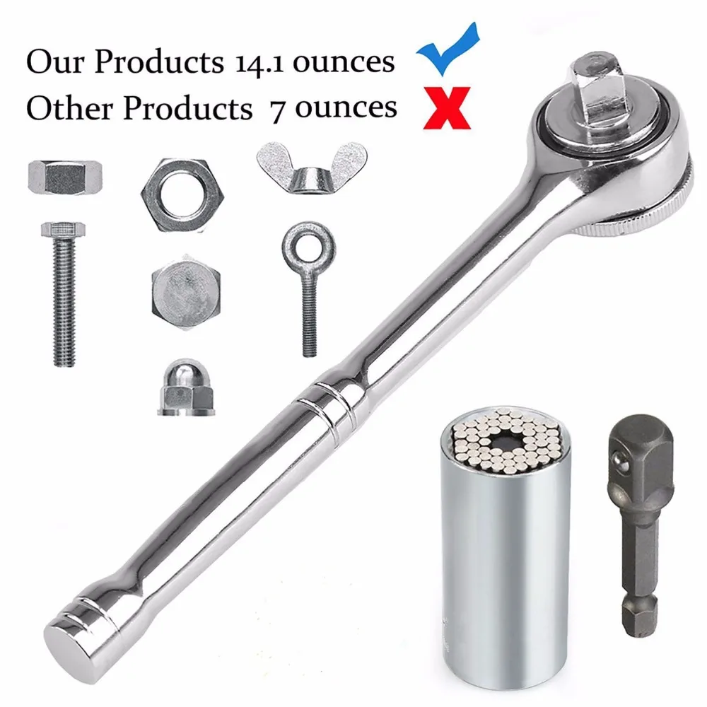 Universal Socket Wrench Set 1-3/4", Car/Auto Hand Tools Repair Kit With Power Drill Adapter Chrome Vanadium Steel Lightweight
Universal Socket Wrench Set 1-3/4", Car/Auto Hand Tools Repair Kit With Power Drill Adapter Chrome Vanadium Steel Lightweight