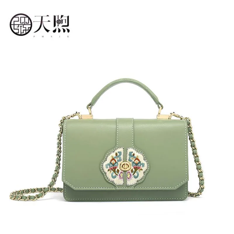 2020 New cowhide luxury leather embroidery bags designer women Leather bag shoulder crossbody for | Багаж и сумки