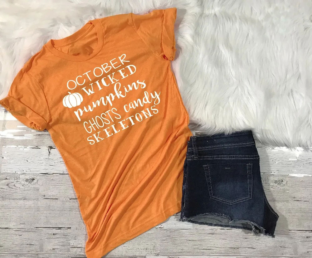 October wicked pumpking ghosts candy skeletons women fashion Clothes tees graphic tee cotton tops funny Happy Halloween Shirt
October wicked pumpking ghosts candy skeletons women fashion Clothes tees graphic tee cotton tops funny Happy Halloween Shirt