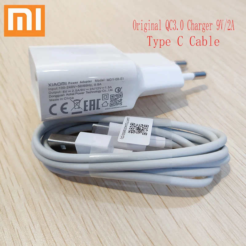 Original XIAOMI Charger EU Plug QC3.0 Fast Adapter 5V 2.5A/9V 2A,Type C Cable For Mi 6 A1 5X 6X 5C 5s plus MIX Mix2 2S Note 2 3
Original XIAOMI Charger EU Plug QC3.0 Fast Adapter 5V 2.5A/9V 2A,Type C Cable For Mi 6 A1 5X 6X 5C 5s plus MIX Mix2 2S Note 2 3