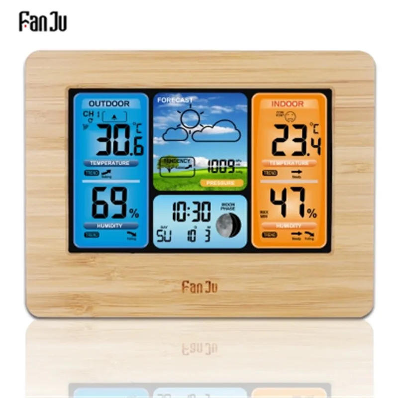 FanJu FJ3373 Weather Station Digital Thermometer Hygrometer Wireless Sensor Forecast Temperature Watch Wall Desk Alarm Clock
FanJu FJ3373 Weather Station Digital Thermometer Hygrometer Wireless Sensor Forecast Temperature Watch Wall Desk Alarm Clock
