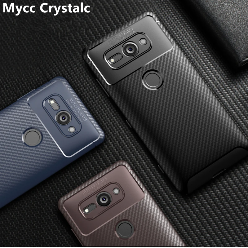 Carbon Fibre Case For Sony Xperia XZ2 XZ 2 Compact H8314 H8324 Rugged Armor Shockproof Soft Rubber Silicone Phone Back Cover | Мобильные