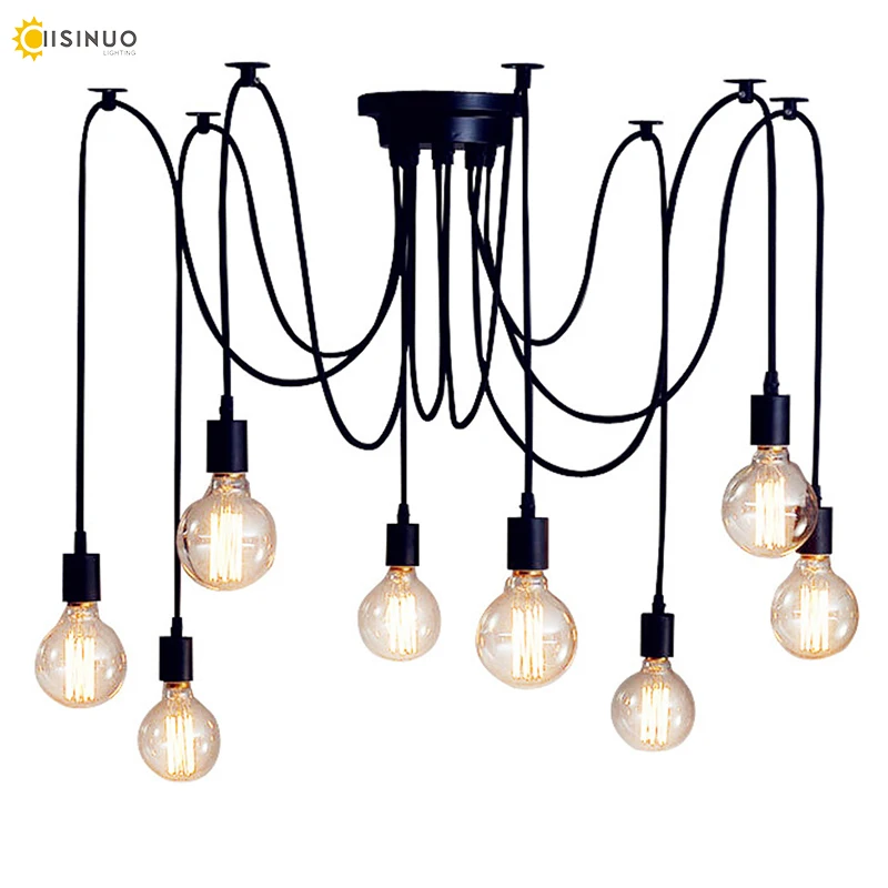 Mordern big Spider Industrial black vintage pendant Lamp Loft Antique Adjustable DIY Art Spider Ceiling Lamp E27 Fixture Light
Mordern big Spider Industrial black vintage pendant Lamp Loft Antique Adjustable DIY Art Spider Ceiling Lamp E27 Fixture Light