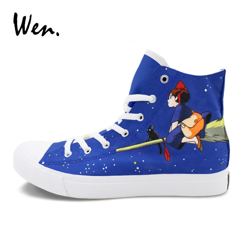 

Wen High Top Skateboarding Shoes Hand Painted Anime Kiki's Delivery Service Custom Design Graffiti Canvas Sneakers for Men Women