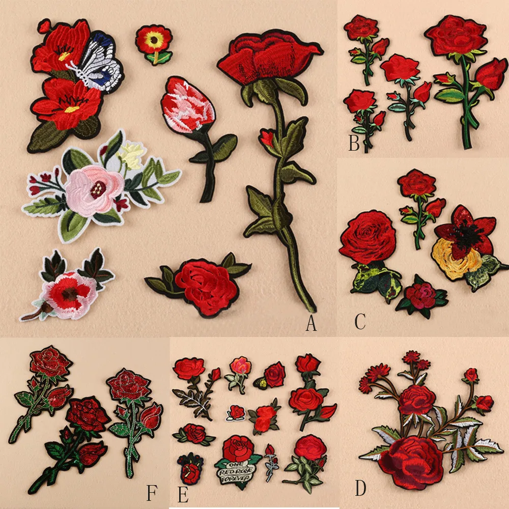 Embroidery stitching patch red rose patch badge bag fabric applique craft dress decoration stickers
Embroidery stitching patch red rose patch badge bag fabric applique craft dress decoration stickers