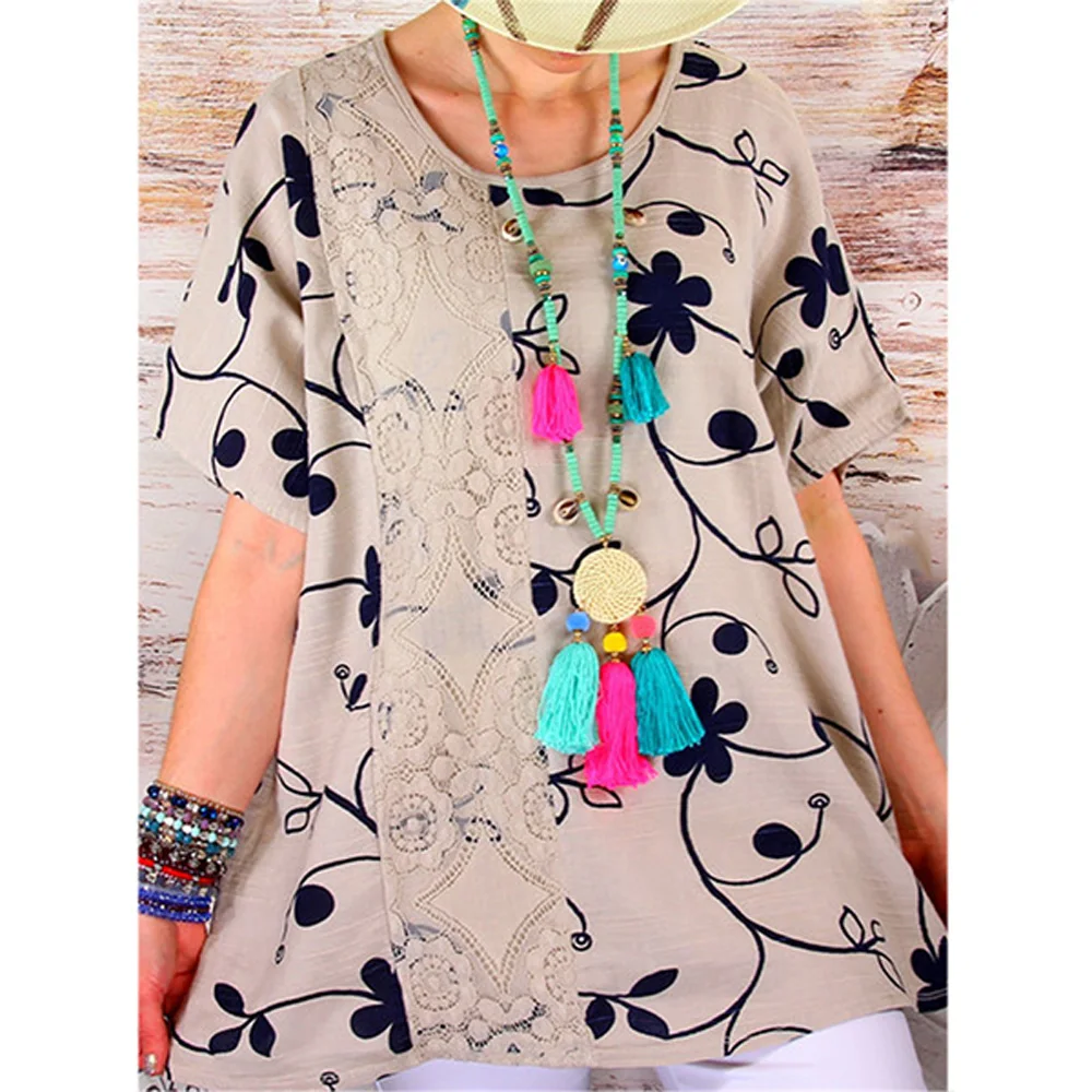Women's Tops Ladies Blouse Beach Summer Printed Stylish Vacation Floral Retro Boho Round Neck
Women's Tops Ladies Blouse Beach Summer Printed Stylish Vacation Floral Retro Boho Round Neck