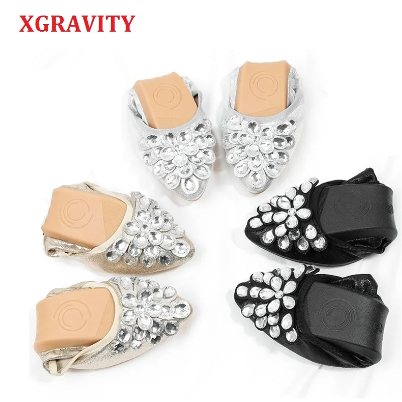 XGRAVITY Hot Crystal Flats Ballet Floral Flat Shoes Rhinestone Women Designed Girl Flower Pointed Toe Golden Shoes Loafers C288
XGRAVITY Hot Crystal Flats Ballet Floral Flat Shoes Rhinestone Women Designed Girl Flower Pointed Toe Golden Shoes Loafers C288