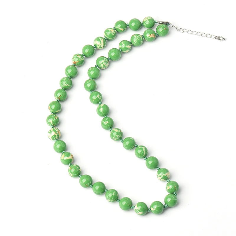 Pure Green Add Light yellow and white Stripes Long and thin 10 MM beads Green Syn-thetic emperor stone Necklace
Pure Green Add Light yellow and white Stripes Long and thin 10 MM beads Green Syn-thetic emperor stone Necklace