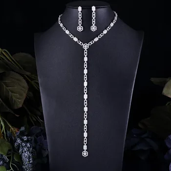 ACCKING Elegant LONG CHAIN Cubic zircon necklace earrings full jewelry set for women bridal dress dinne CZaccessoryr
ACCKING Elegant LONG CHAIN Cubic zircon necklace earrings full jewelry set for women bridal dress dinne CZaccessoryr